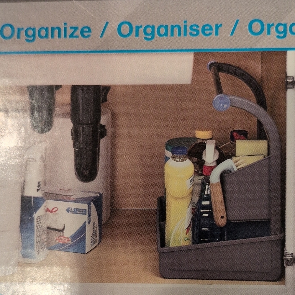 Polder Gray Storage Caddy with Handle - Picture 3 of 4